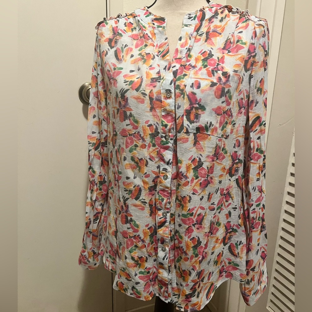Zac & Rachel Floral Button-Up Blouse